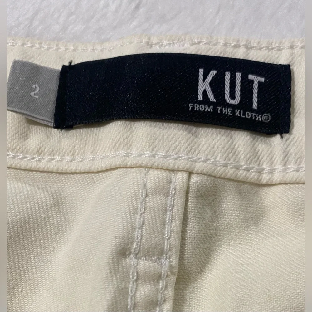 KUT from the Kloth Jane High Rise Short in Creamy White Fray Hem Size 2